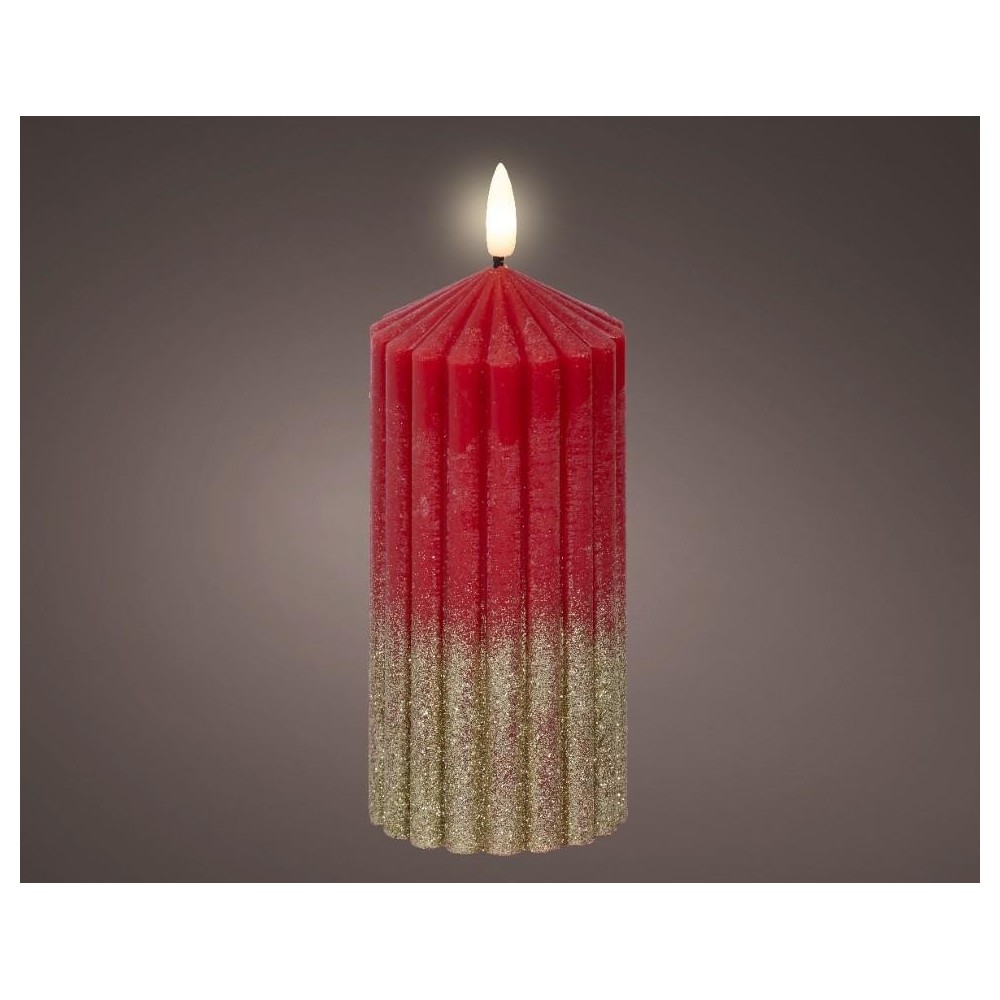 CANDELA BICOLORE ROSSO ORO LED H.15